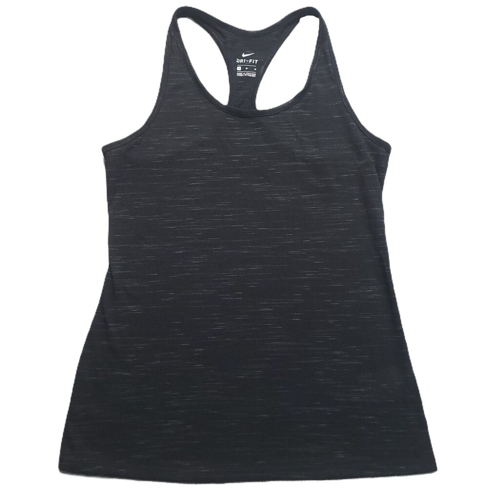 Nike Dri-Fit Racerback Tank Top Womens M Black Activewear Logo